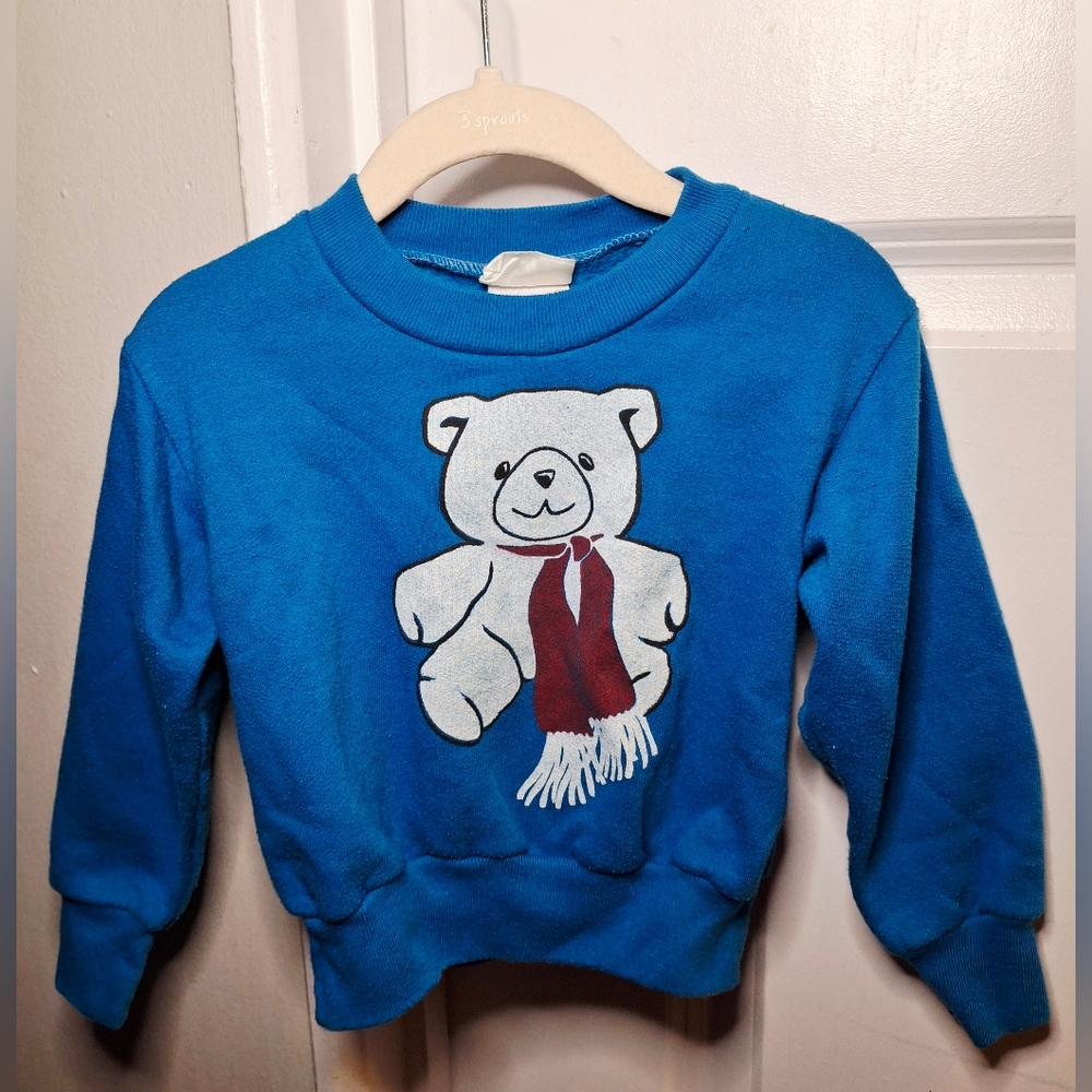 🇨🇦 Vintage 80s 🧸💙Teddy Bear Sweatshirt Made in Canada (2T)